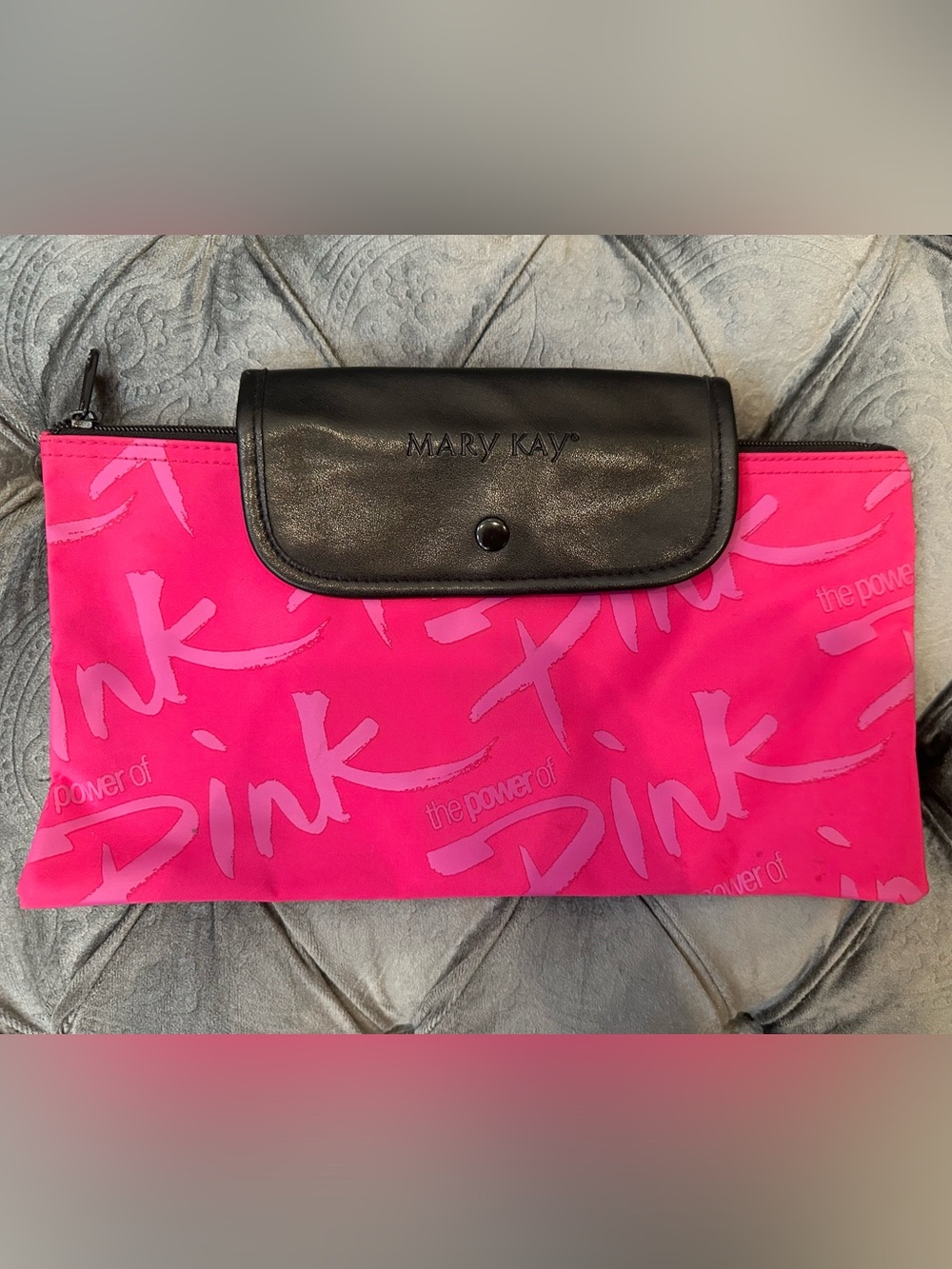 Mary Kay Hot Pink Cosmetic Clutch with Black Flap